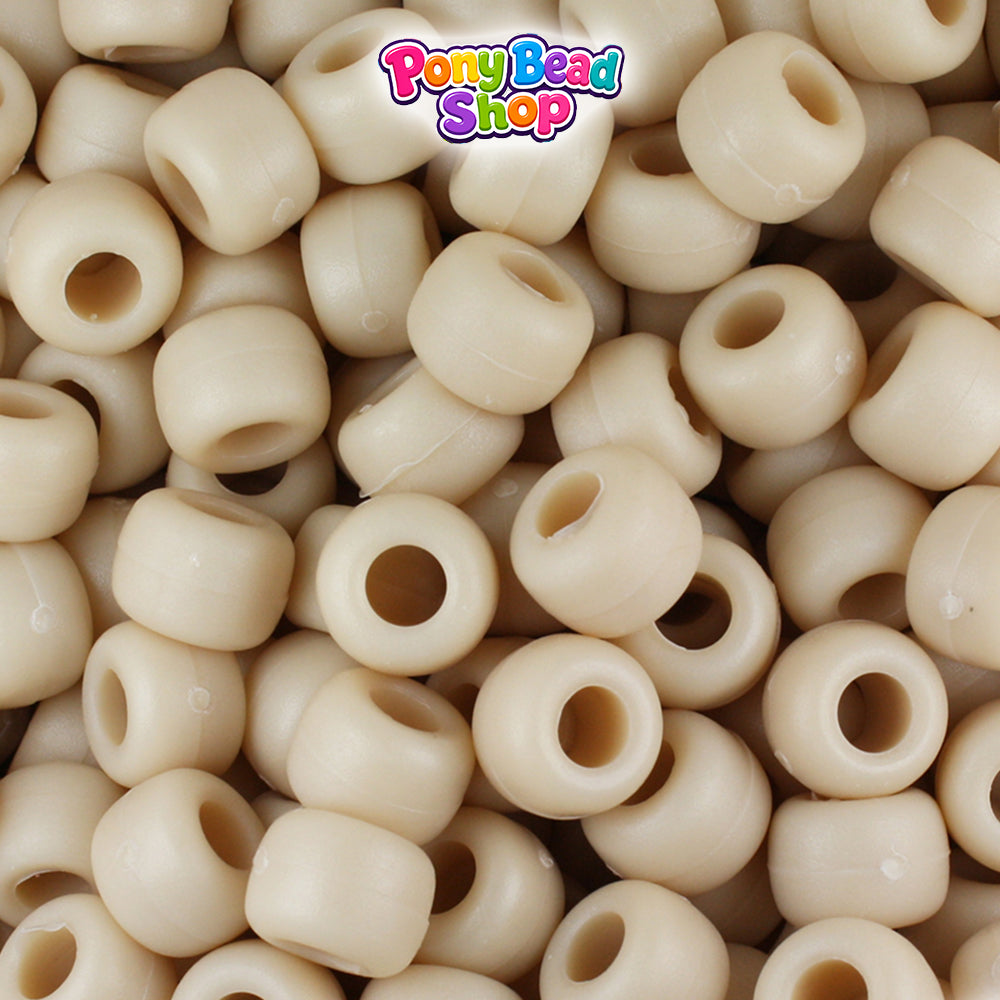 Dark Ivory Matte 9mm Barrel Plastic Pony Beads (500pcs)