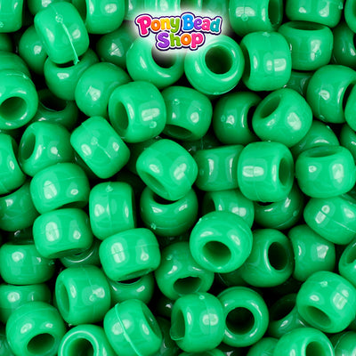 Green Opaque 9mm Barrel Pony Beads (500pcs)