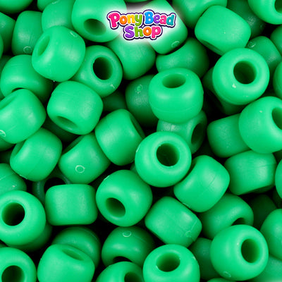 Green Matte 9mm Barrel Plastic Pony Beads (500pcs)