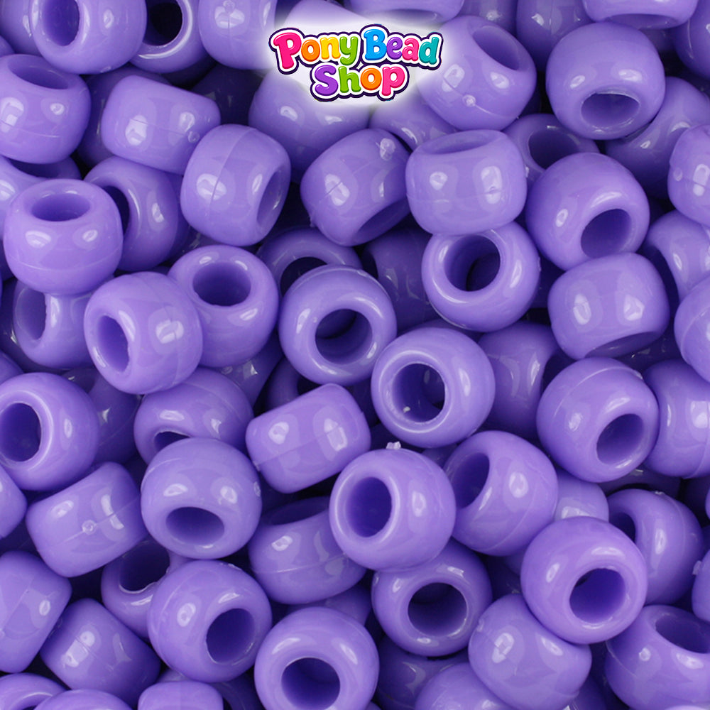 Lilac Opaque 9mm Barrel Plastic Pony Beads (500pcs)