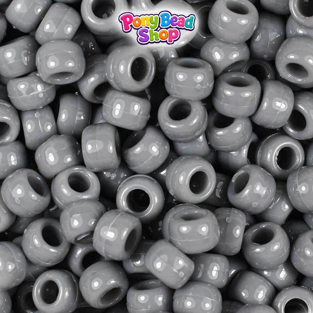 Dark Grey Opaque 9mm Barrel Plastic Pony Beads (500pcs)
