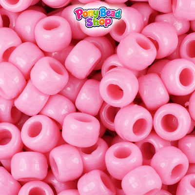 Baby Pink Opaque 9mm Barrel Pony Beads (500pcs)