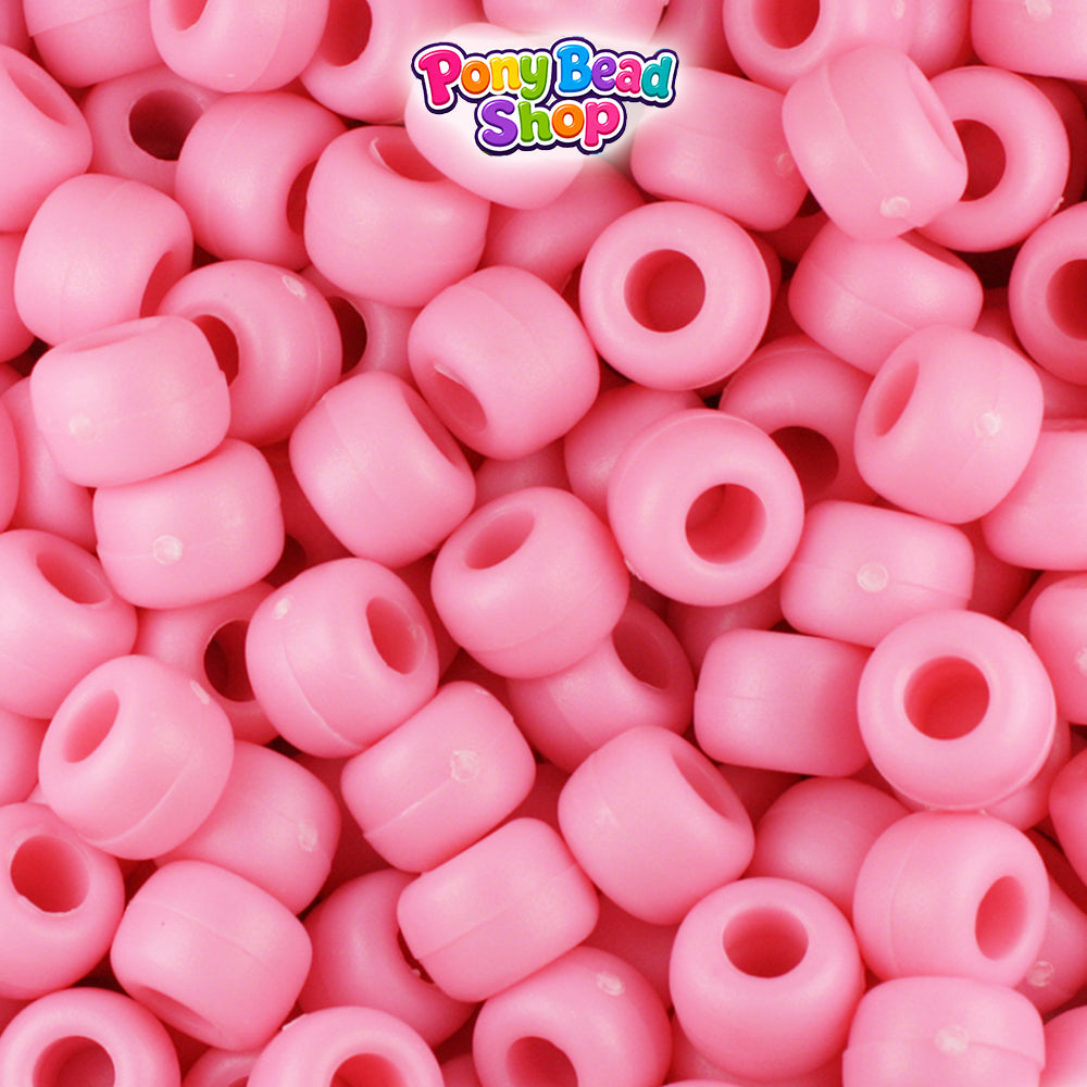 Baby Pink Matte 9mm Barrel Plastic Pony Beads (500pcs)