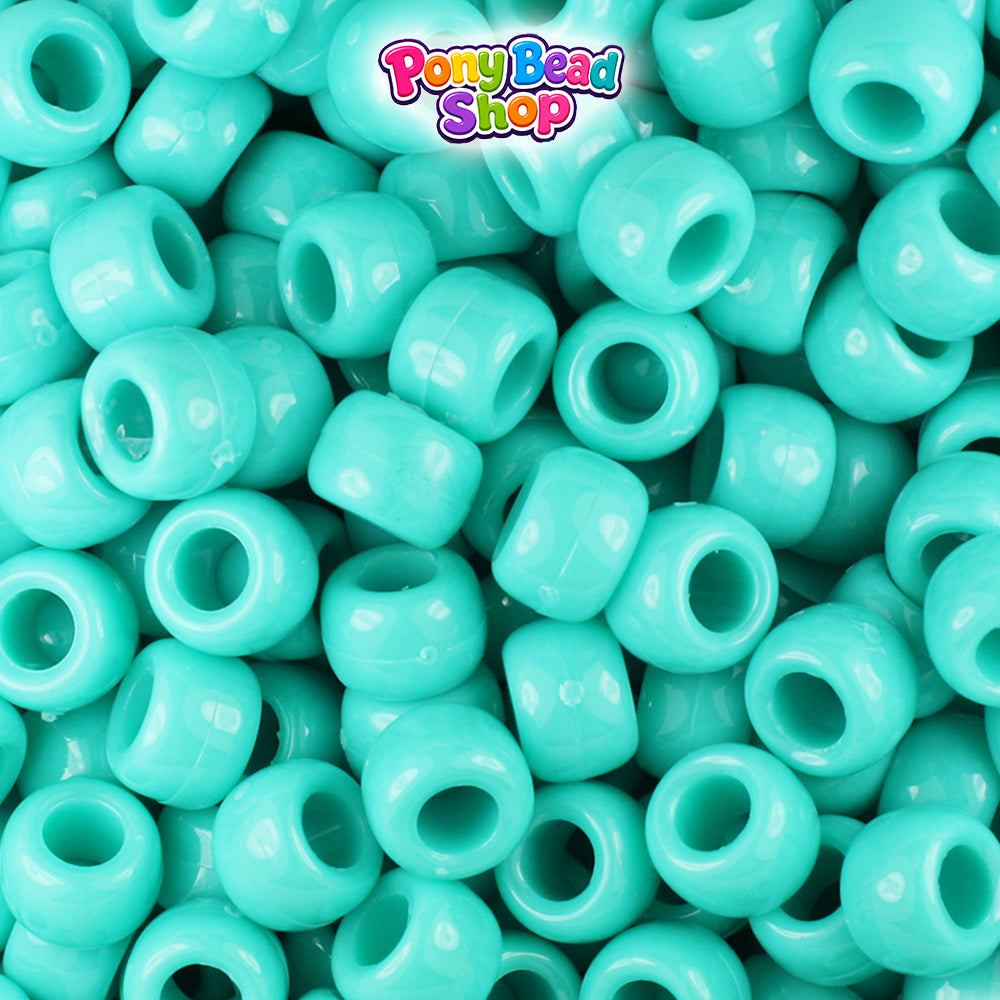 Light Turquoise Opaque 9mm Barrel Pony Beads (500pcs)