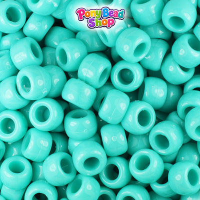 Light Turquoise Opaque 9mm Barrel Pony Beads (500pcs)
