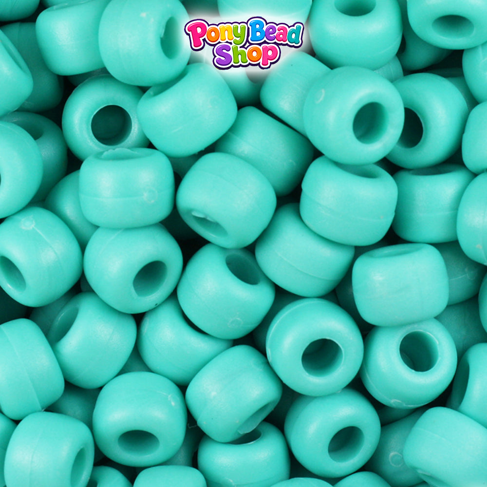 Light Turquoise Matte 9mm Barrel Plastic Pony Beads (500pcs)