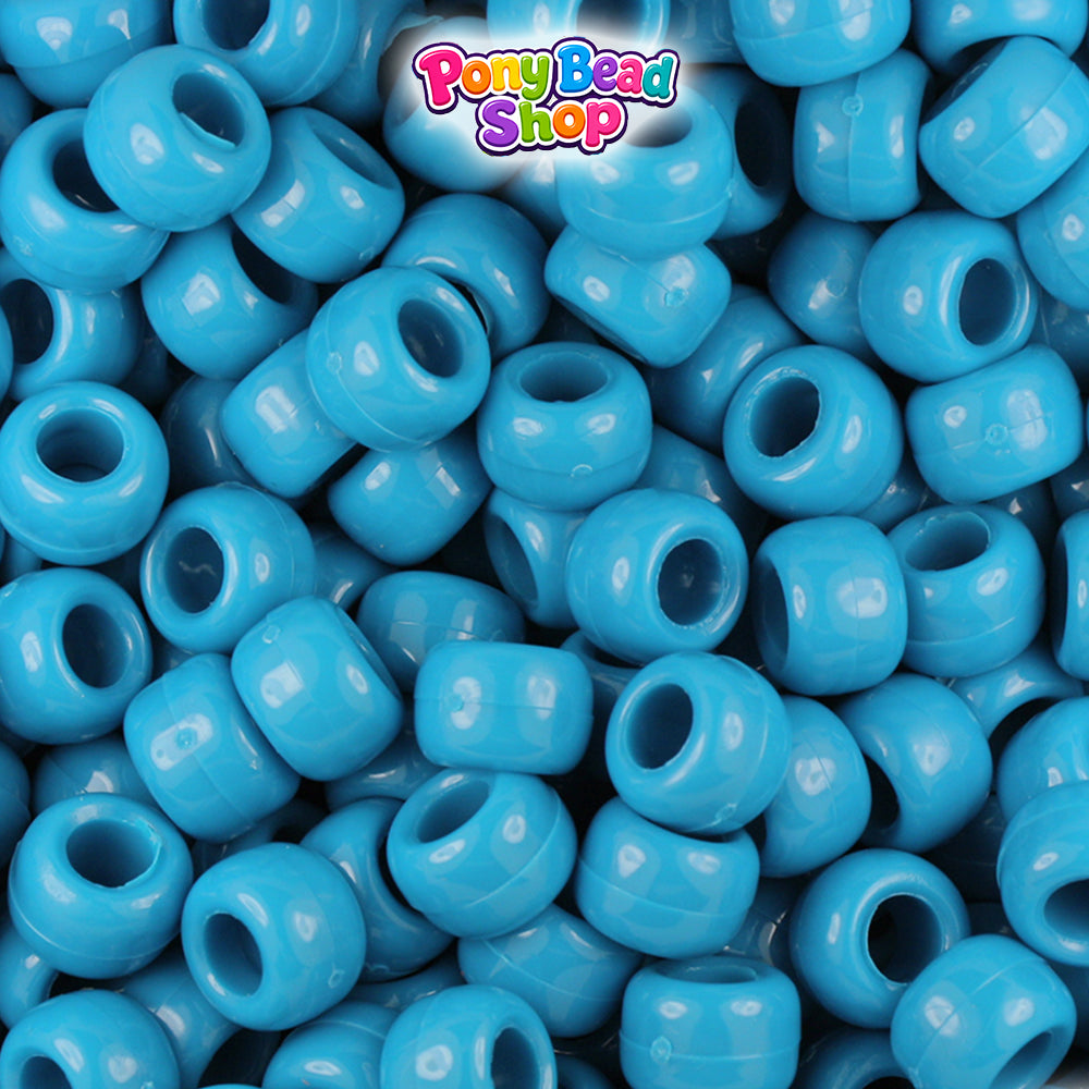 Dark Turquoise Opaque 9mm Barrel Plastic Pony Beads (500pcs)
