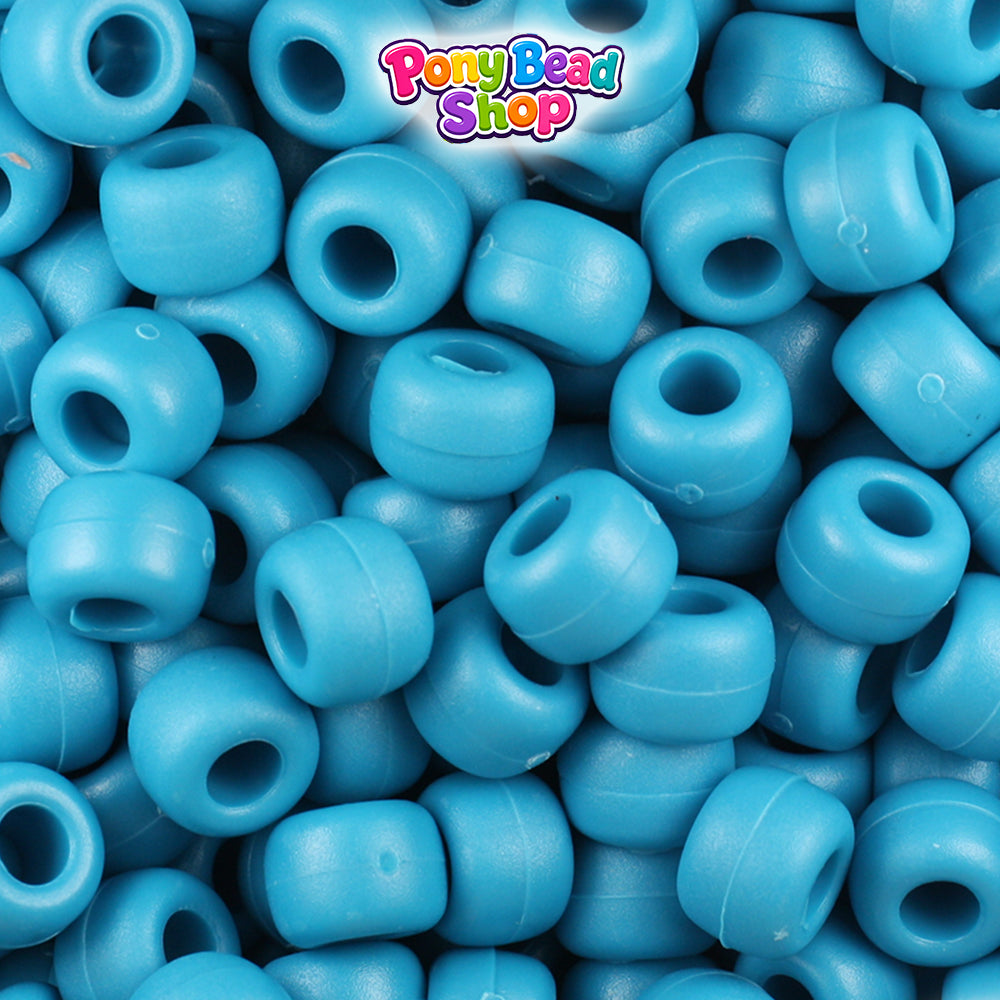Dark Turquoise Matte 9mm Barrel Plastic Pony Beads (500pcs)