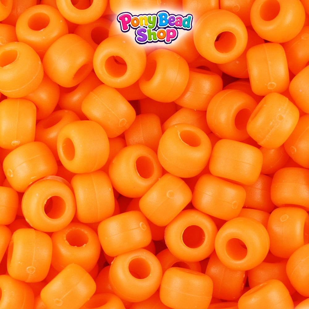 Orange Matte 9mm Barrel Plastic Pony Beads (500pcs)