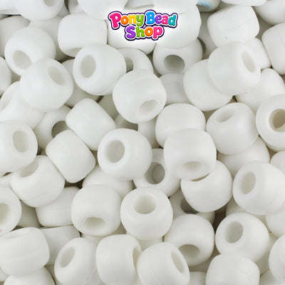 White Matte 9mm Barrel Plastic Pony Beads (500pcs)