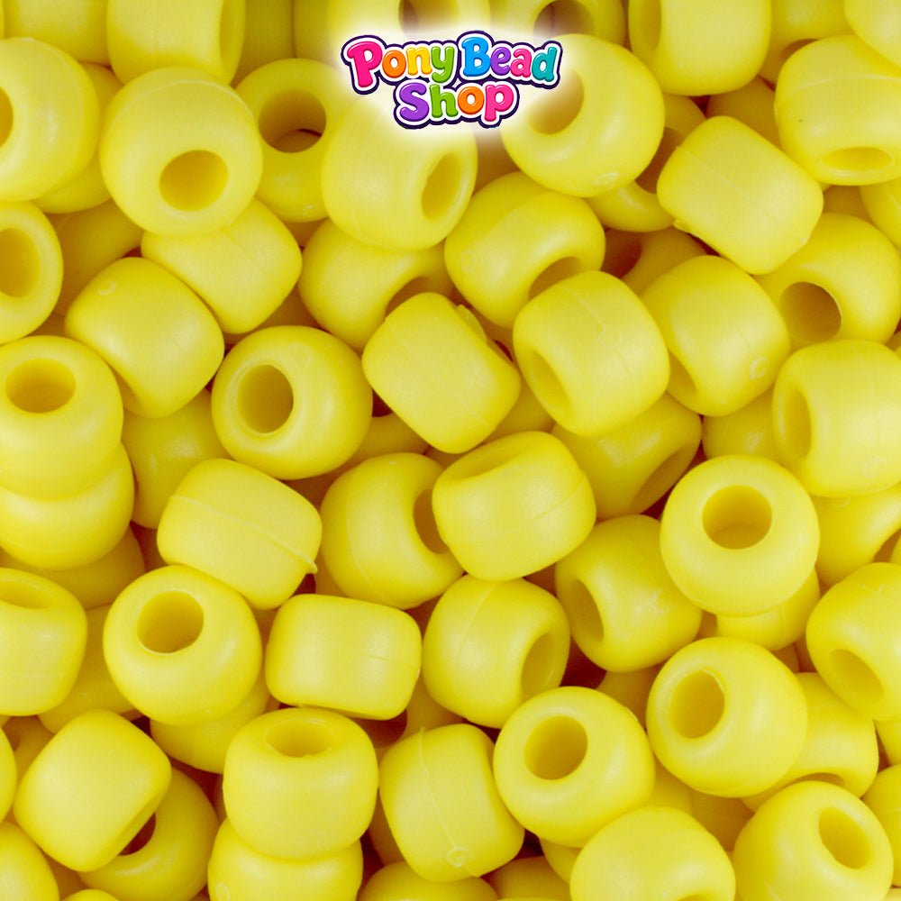 Yellow Matte 9mm Barrel Plastic Pony Beads (500pcs)