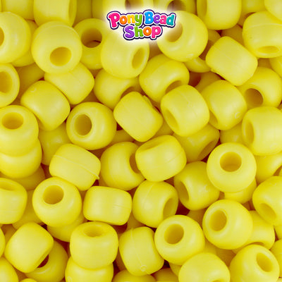 Yellow Matte 9mm Barrel Plastic Pony Beads (500pcs)
