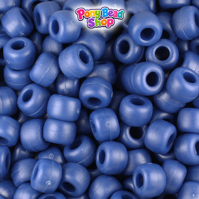 Navy Matte 9mm Barrel Plastic Pony Beads (500pcs)