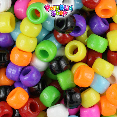 Opaque Mix 9mm Barrel Pony Beads (500pcs)