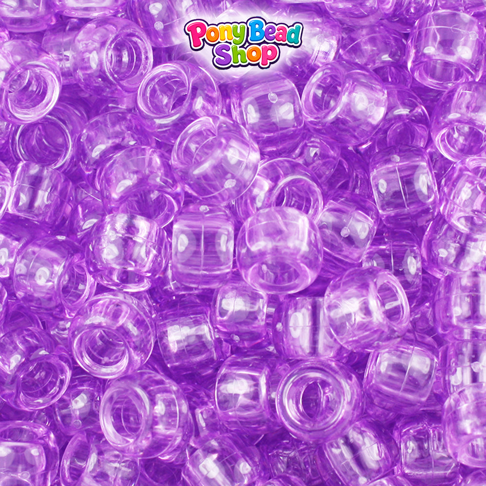 Light Amethyst Transparent 9mm Barrel Plastic Pony Beads (500pcs)