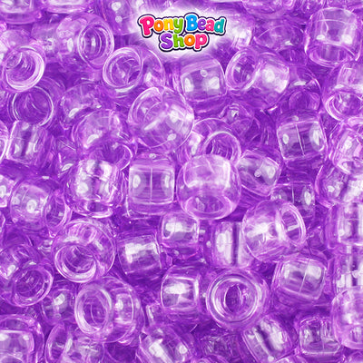 Light Amethyst Transparent 9mm Barrel Plastic Pony Beads (500pcs)
