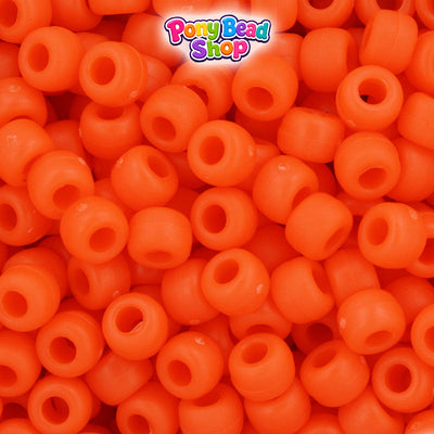 Tangelo Matte 9mm Barrel Plastic Pony Beads (500pcs)