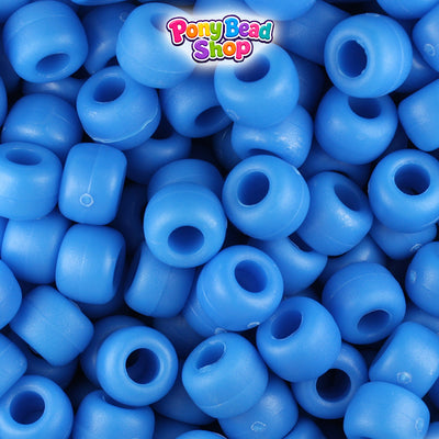 True Blue Matte 9mm Barrel Plastic Pony Beads (500pcs)