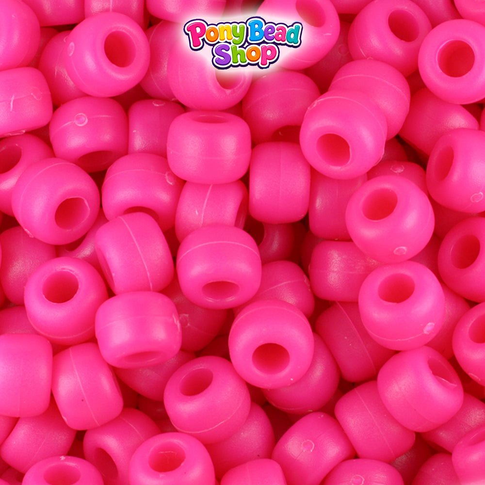 Magenta Matte 9mm Barrel Plastic Pony Beads (500pcs)
