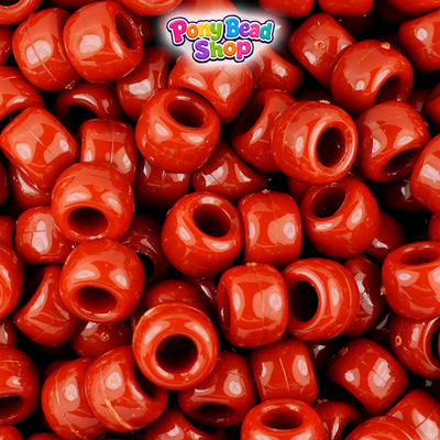 Rust Opaque 9mm Barrel Plastic Pony Beads (500pcs)