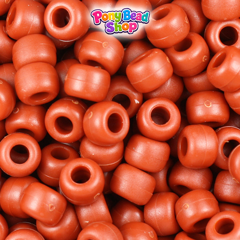 Rust Matte 9mm Barrel Plastic Pony Beads (500pcs)