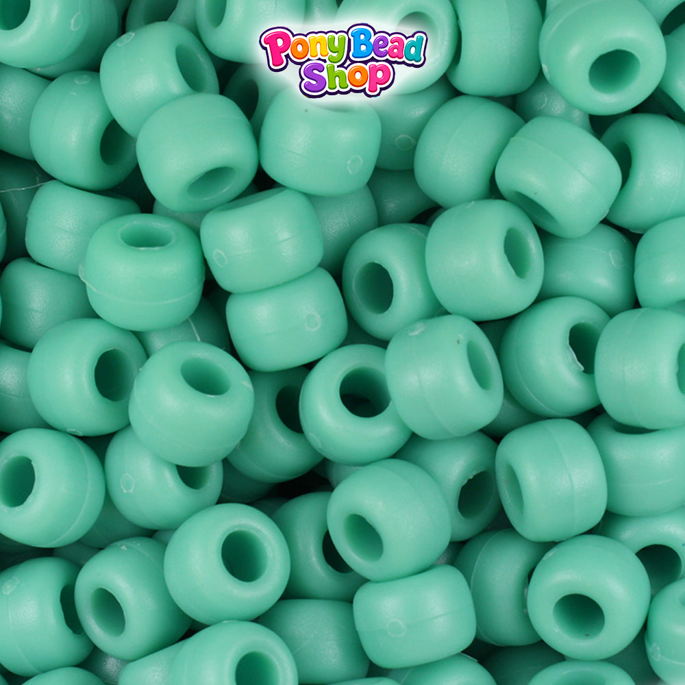 Sage Matte 9mm Barrel Plastic Pony Beads (500pcs)