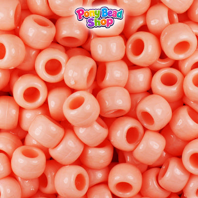 Peach Opaque 9mm Barrel Plastic Pony Beads (500pcs)