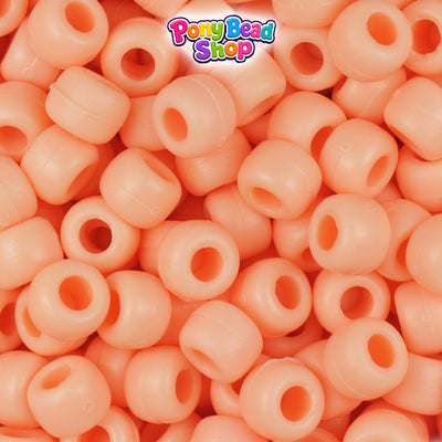 Peach Matte 9mm Barrel Plastic Pony Beads (500pcs)