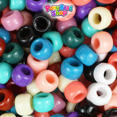 Southwest Opaque Mix 9mm Barrel Plastic Pony Beads (500pcs)