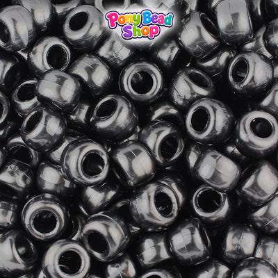 Black Pearl 9mm Barrel Plastic Pony Beads (500pcs)