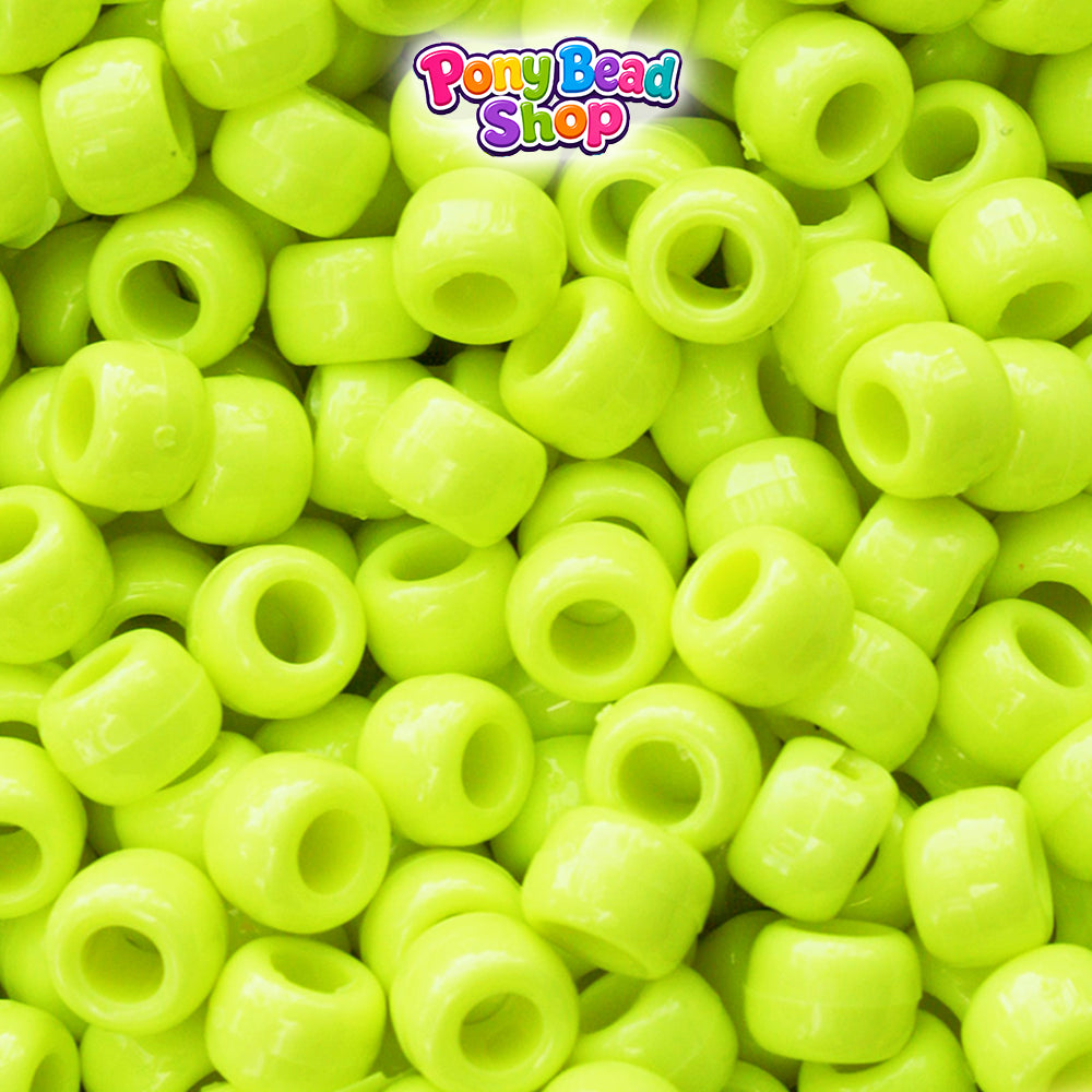 Chartreuse Green Opaque 9mm Barrel Plastic Pony Beads (500pcs)