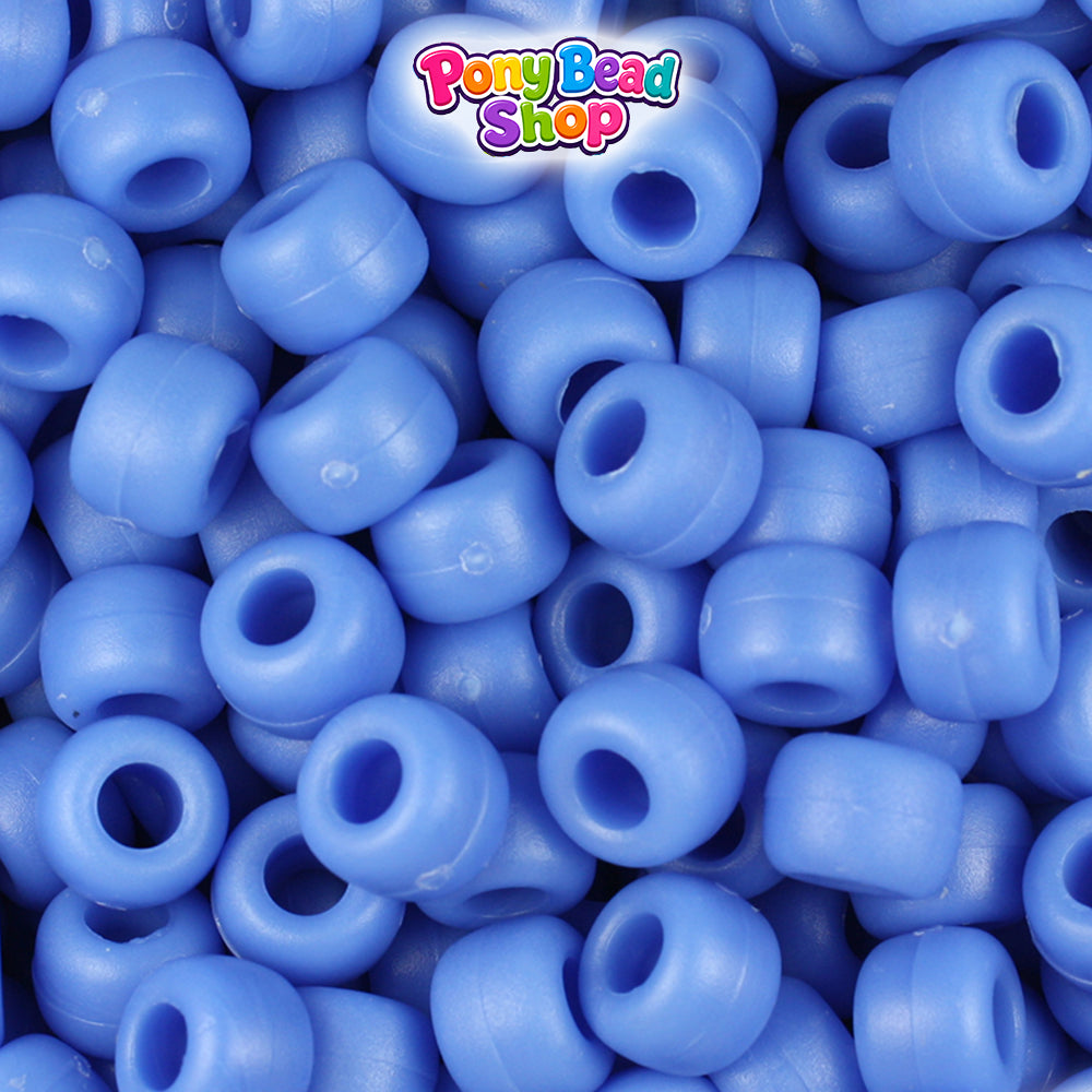 Periwinkle Matte 9mm Barrel Plastic Pony Beads (500pcs)