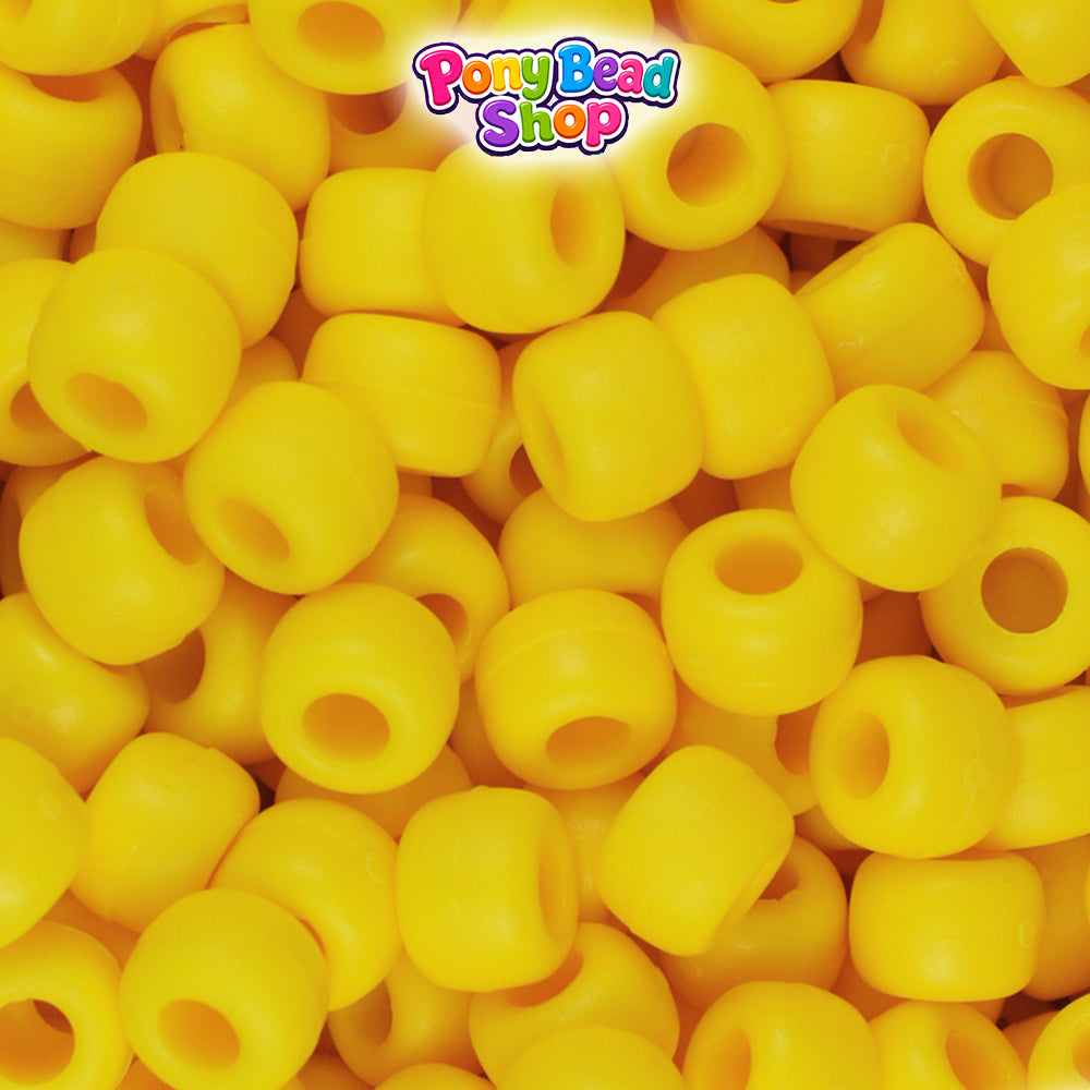 Bright Yellow Matte 9mm Barrel Plastic Pony Beads (500pcs)