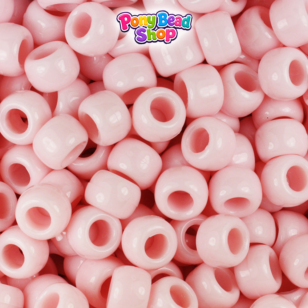 Our Lady's Pink Opaque 9mm Barrel Plastic Pony Beads (500pcs)