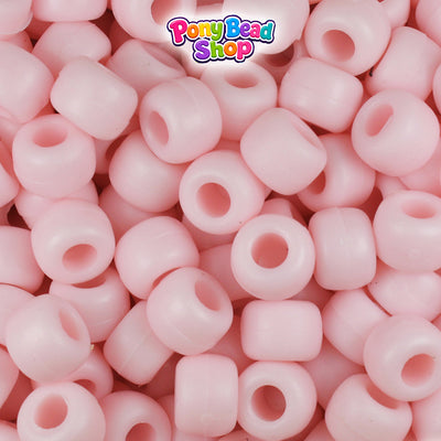 Our Lady's Pink Matte 9mm Barrel Plastic Pony Beads (500pcs)