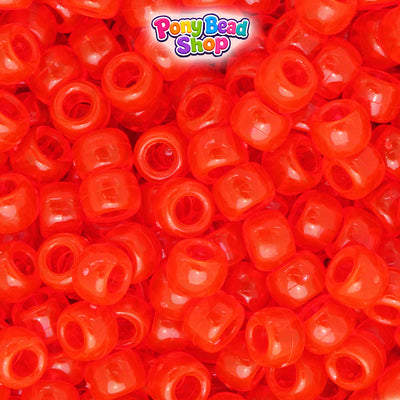 Fire Red Transparent 9mm Barrel Plastic Pony Beads (500pcs)