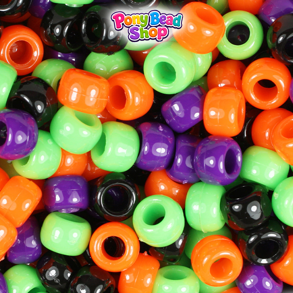 Halloween Opaque Mix 9mm Barrel Plastic Pony Beads (500pcs)