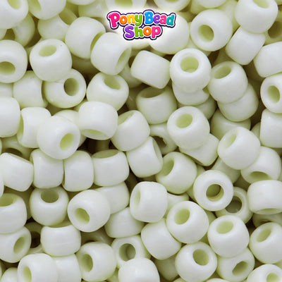 Eggshell Opaque 9mm Barrel Plastic Pony Beads (500pcs)