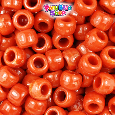 Cinnabar Opaque 9mm Barrel Plastic Pony Beads (500pcs)