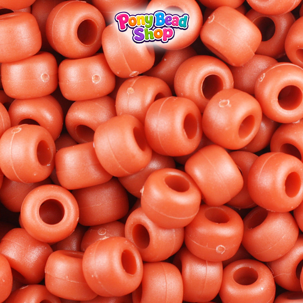 Cinnabar Matte 9mm Barrel Plastic Pony Beads (500pcs)