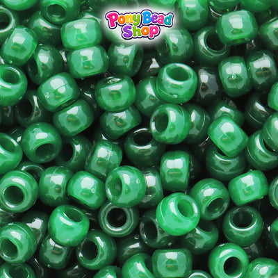 Malachite Green Opaque 9mm Barrel Plastic Pony Beads (500pcs)