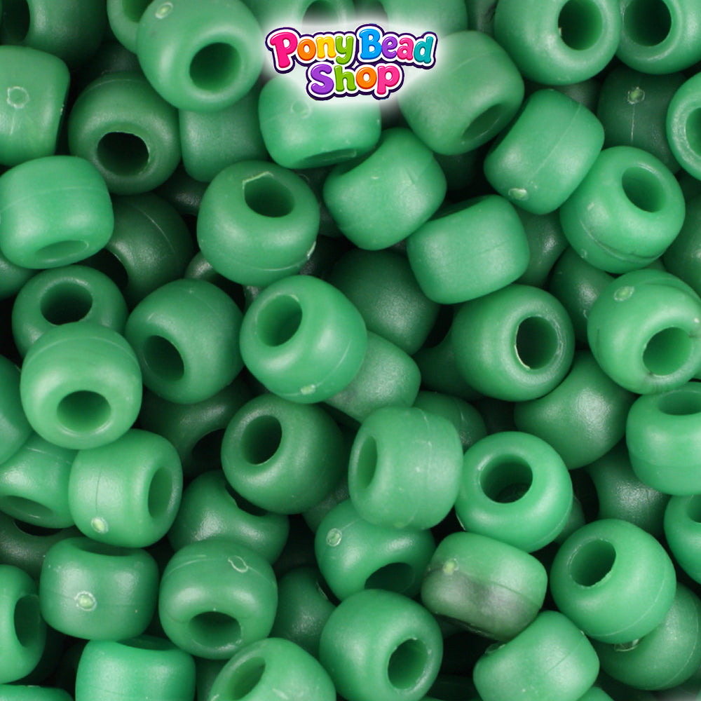 Malachite Green Matte 9mm Barrel Plastic Pony Beads (500pcs)