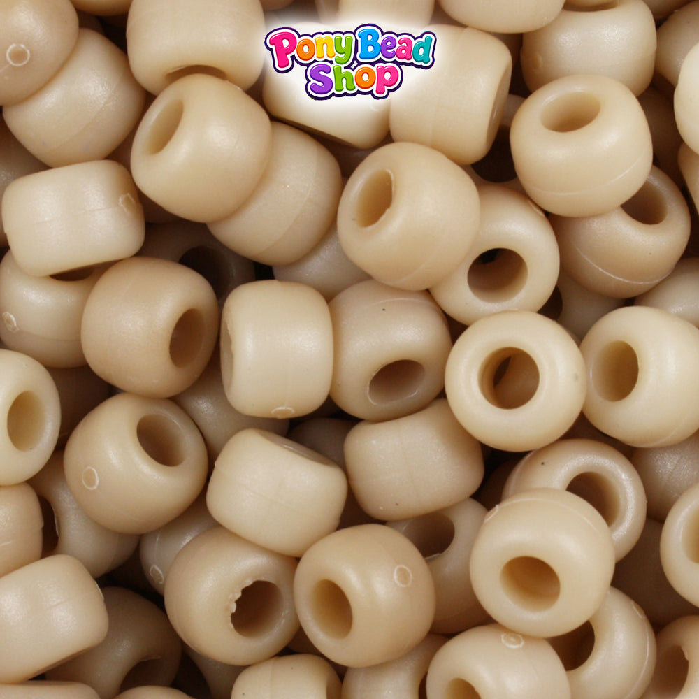 Light Bone Matte 9mm Barrel Plastic Pony Beads (500pcs)