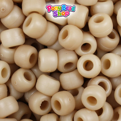 Light Bone Matte 9mm Barrel Plastic Pony Beads (500pcs)