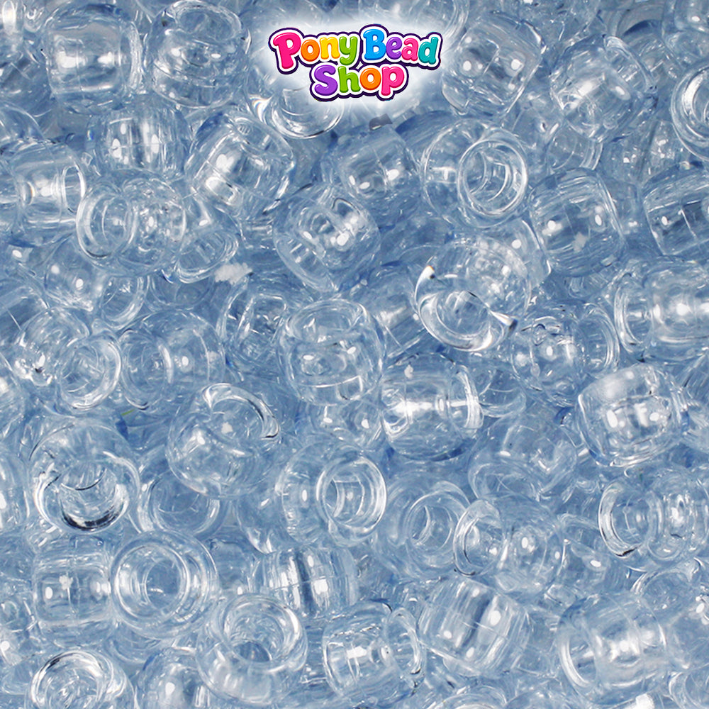 Ice Blue Transparent 9mm Barrel Plastic Pony Beads (500pcs)