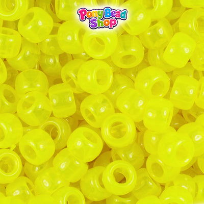 Lure Yellow Transparent 9mm Barrel Plastic Pony Beads (500pcs)