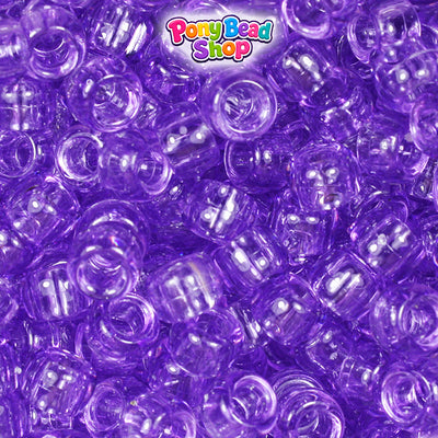 Pale Amethyst Transparent 9mm Barrel Plastic Pony Beads (500pcs)