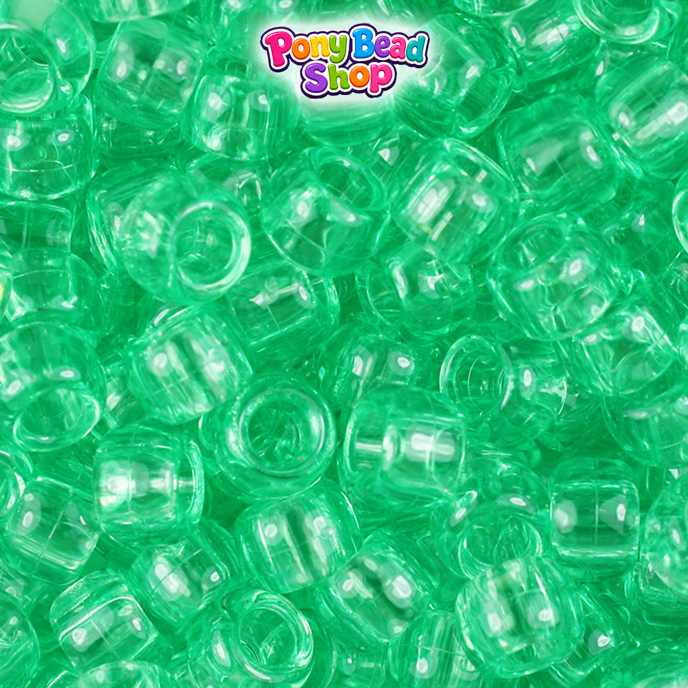 Peridot Transparent 9mm Barrel Plastic Pony Beads (500pcs)