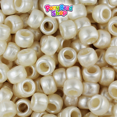 Natural Pearl 9mm Barrel Plastic Pony Beads (500pcs)