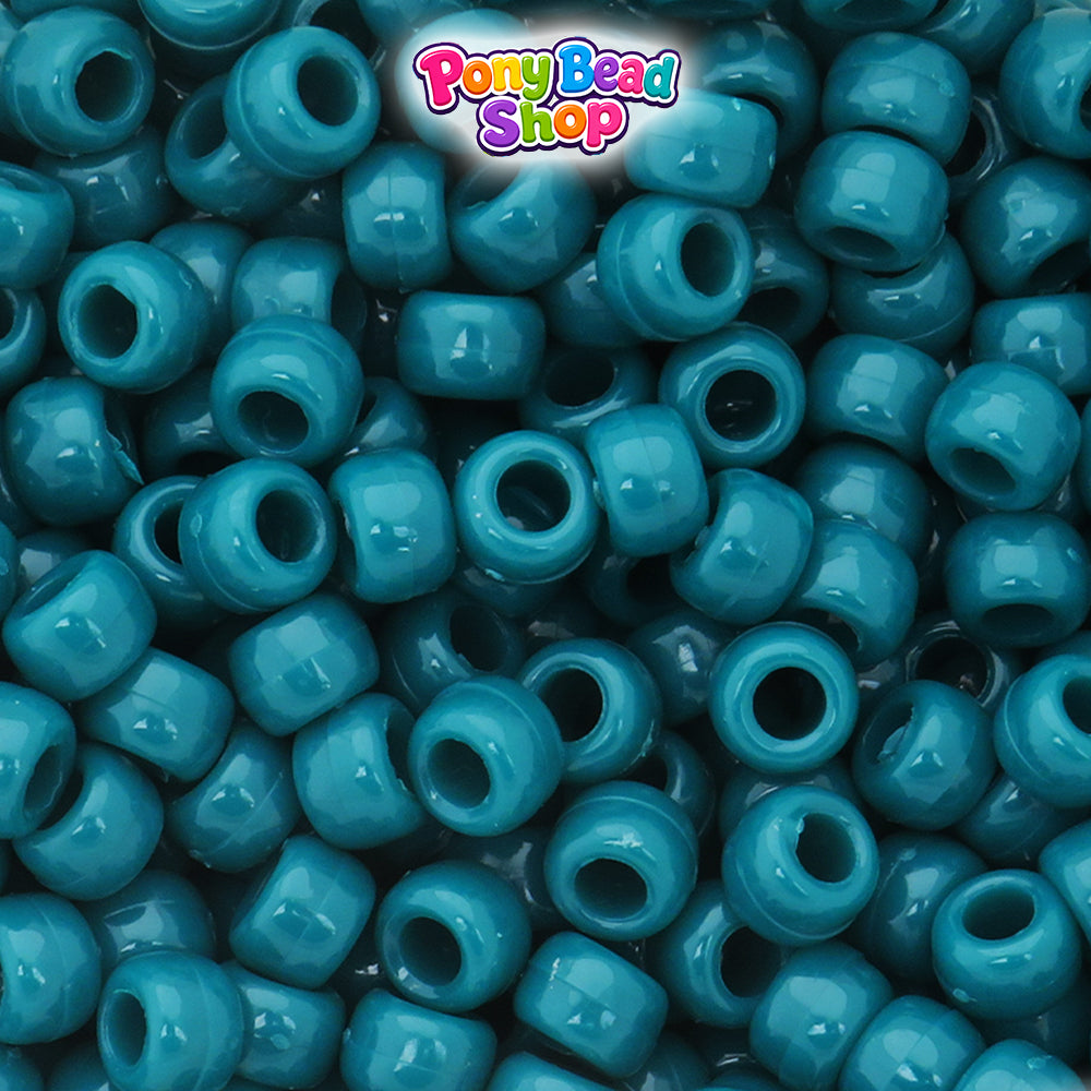 Dark Teal Opaque 9mm Barrel Plastic Pony Beads (500pcs)